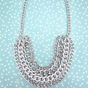 Handmade Silver Bib Statement Necklace